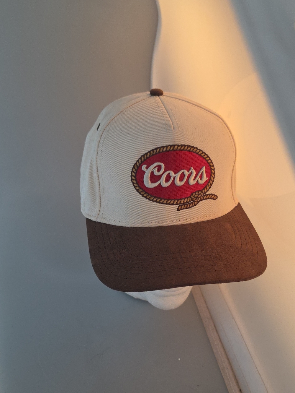 Coors Rope Logo Cream and Brown Snapback Hat